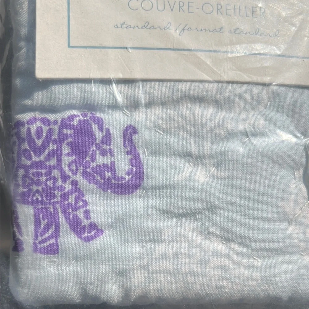 Pottery Barn Kids Stella Elephant Quilted Sham - Light Blue and Purple